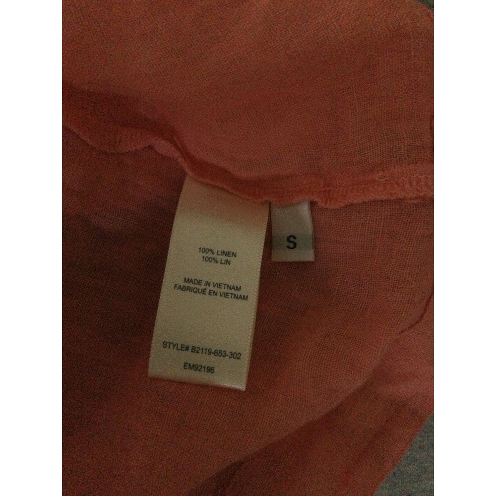 Bella Dahl Womens cropped Shirt Sz S orange Linen Button Front - Picture 6 of 11